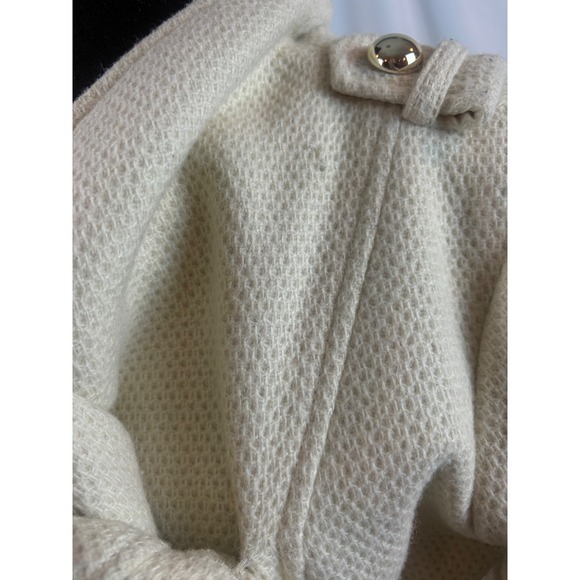 Chic Cream Textured Double Breasted Belted Trench Coat Women's Large - Picture 4 of 14